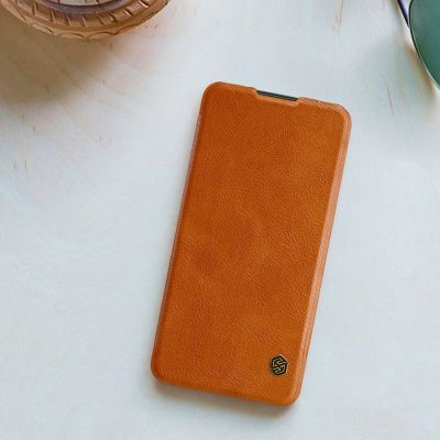 19. Nillkin Qin Case etui do Xiaomi Redmi Note 11T 5G / Note 11S 5G / Note 11 5G (China) / Poco M4 Pro 5G osłona na aparat kabura pokrowiec obudowa z klapką brązowy