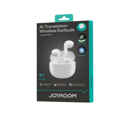 10. Słuchawki bezprzewodowe Joyroom JR-FB1 Funpods Bluetooth 6.0 douszne TWS z funkcjami AI - białe
