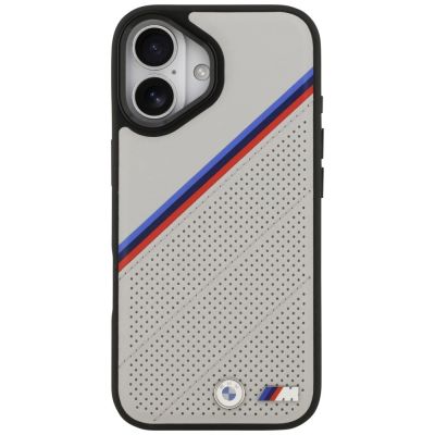3. Etui BMW M Tricolor Metal Logo MagSafe do iPhone 17 - szare