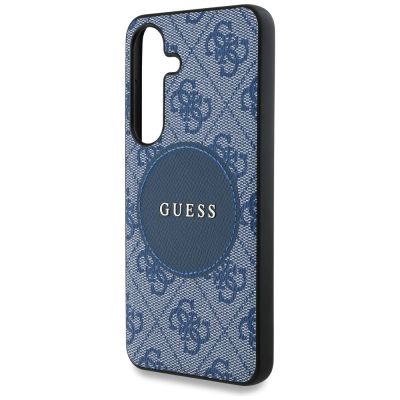6. Etui Guess 4G Round Patch Classic Logo MagSafe do Samsung Galaxy S25 Plus niebieski