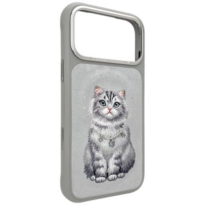 3. Etui Nimmy Lucky Fashion Cat MagSafe na iPhone 17 Pro - szare