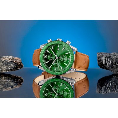 5. Zegarek Męski Giewont Chronograph Sapphire Brązowo Zielony GW8720-A3