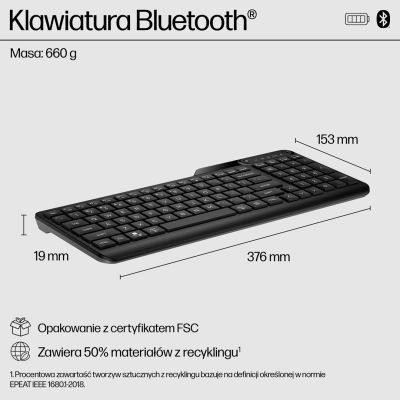 2. Klawiatura HP 460 Multi-Device Bluetooth Keyboard bezprzewodowa czarna 7N7B8AA
