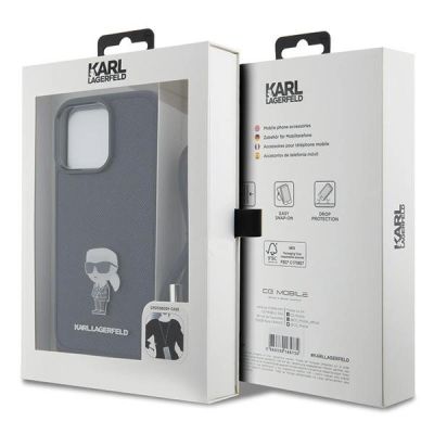 7. Etui Karl Lagerfeld Crossbody Saffiano Monogram Metal Pin Karl & Choupette na iPhone 15 Pro Max - czarne