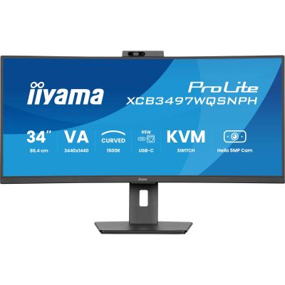 3. Monitor IIYAMA 86,4cm (34") XCB3497WQSNPH-B1 21:9 HDMI+DP+USB-C Webc