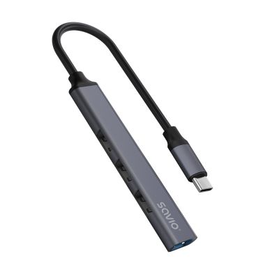 2. SAVIO HUB USB-C - 3 X USB-A 2.0, 1 X USB-A 3.0, SZARY, AK-71