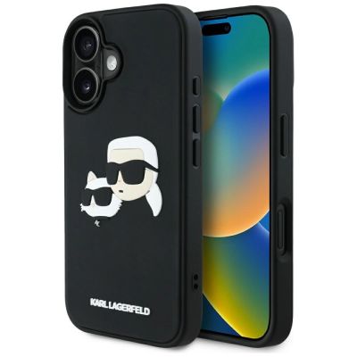 Etui Karl Lagerfeld HC 3D Rubber Double Heads na iPhone 16 - czarne