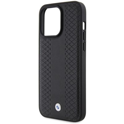6. Etui BMW Leather Diamond Pattern na iPhone 15 Pro Max - czarne