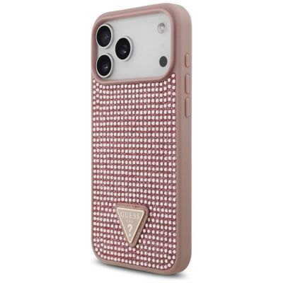 2. Etui Guess Rhinestone Triangle Logo na iPhone 17 Pro Max - różowe