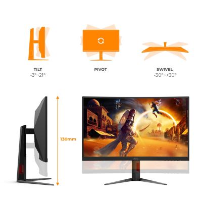 3. AOC G4 C27G4Z2 monitor komputerowy 68,6 cm (27") 1920 x 1080 px Full HD LCD Czarny, Czerwony