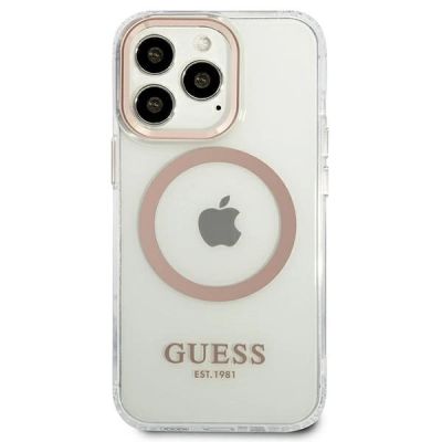 3. Etui Guess Metal Outline MagSafe na iPhone 13 Pro Max - złote