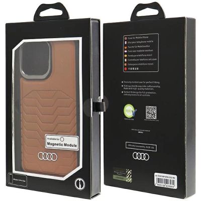 7. Etui Audi Synthetic Leather z MagSafe na iPhone 14 Pro Max - brązowe