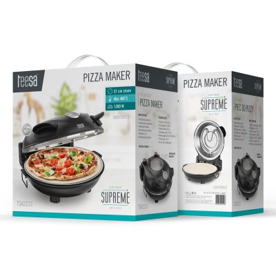 13. Piec do pizzy TEESA SUPREME, 1200W, 32cm, okienko, wyjmowany kamień