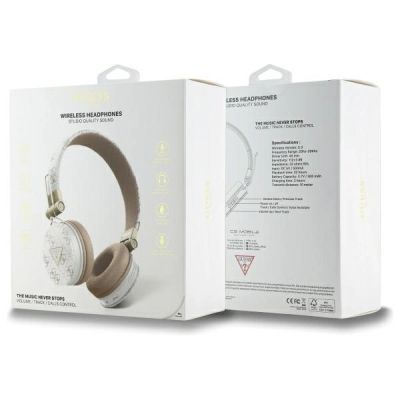 4. Słuchawki nauszne Bluetooth Guess 4G Triangle Round Shape ENC - białe