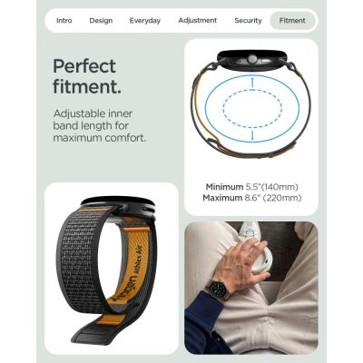 11. Pasek Spigen Athlex Air na Google Pixel Watch 41 mm - czarno-pomarańczowy