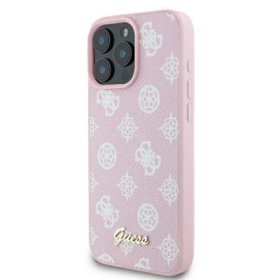 2. Etui Guess Peony Script Logo MagSafe na iPhone 16 Pro - różowe