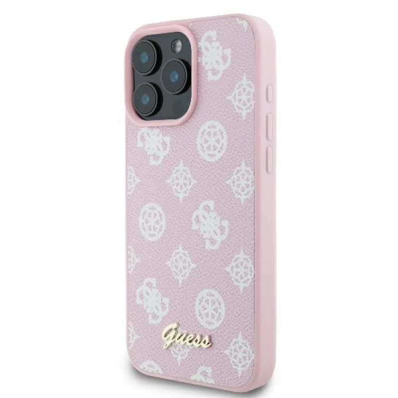 2. Etui Guess Peony Script Logo MagSafe na iPhone 16 Pro - różowe