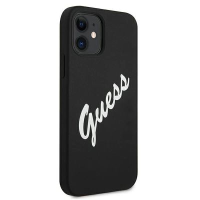 4. Etui Guess Silicone Vintage na iPhone 12 mini - czarno-białe