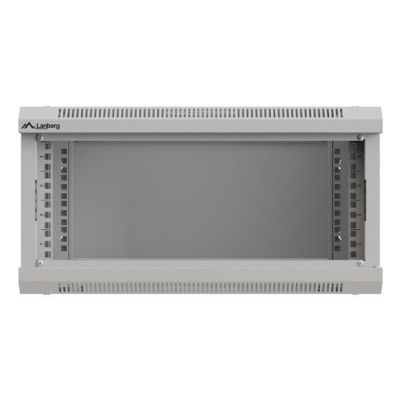 9. LANBERG SZAFA INSTALACYJNA RACK WISZĄCA 19" 4U 540X350 SZARA DRZWI PRZESZKLONE (FLAT PACK)