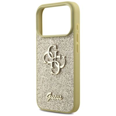 6. Etui Guess Fixed Glitter Big 4G na iPhone 17 Pro - złote