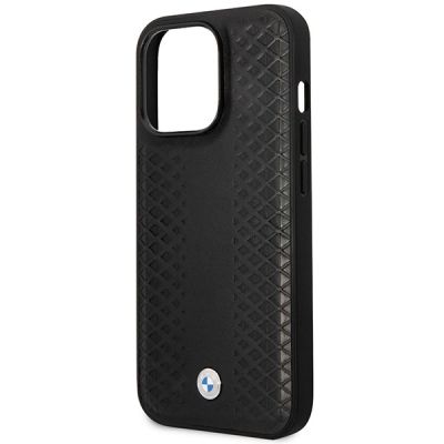 6. Etui BMW Leather Diamond Pattern MagSafe na iPhone 14 Pro Max - czarne