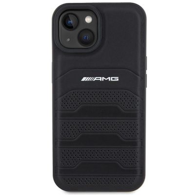 3. Etui AMG Leather Debossed Lines do iPhone 15 Plus - czarne