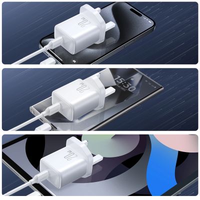 8. Ładowarka sieciowa Joyroom JR-TCF20 PD 20W (wtyczka UK) z kablem USB-C 1m - biała