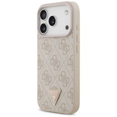 2. Etui Guess Leather 4G Triangle Strass MagSafe na iPhone 18 Pro / 17 Pro - różowe
