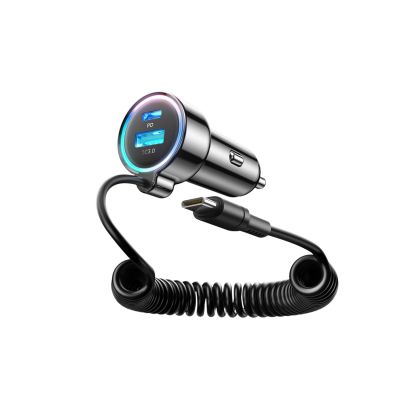 2. Ładowarka samochodowa 3w1 Joyroom JR-CL07 72W z kablem USB-C 1.6m – czarna