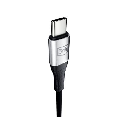 11. Kabel 3mk AUX minijack 3.5 mm / USB-C - srebrny