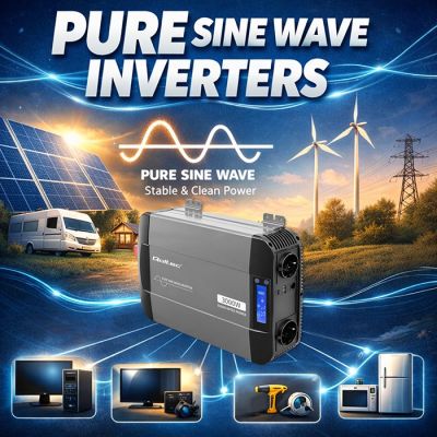 8. Qoltec Przetwornica napięcia Pure Sine Wave | 12V na 230V | 1500/3000W | LCD | USB | USB-C | Kompatybilna z LiFePO4 GEL AGM