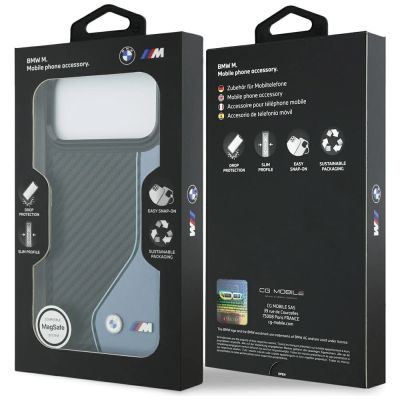 8. Etui BMW M Carbon Logo MagSafe na iPhone 17 Pro Max - niebieskie