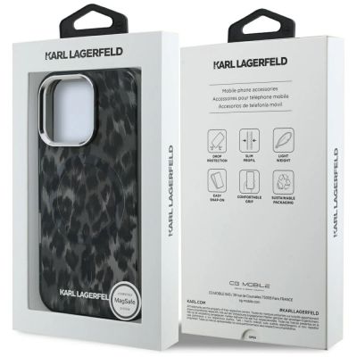 8. Etui Karl Lagerfeld IML Leopard Pattern MagSafe na iPhone 16 Pro Max - czarne