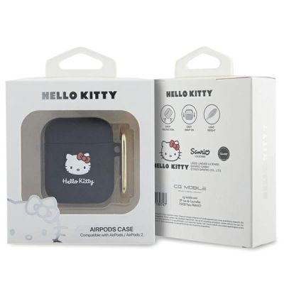 3. Etui Hello Kitty Silicone 3D Kitty Head na AirPods 1/2 - czarne