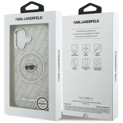 8. Etui Karl Lagerfeld IML Karl Head Logo MagSafe na iPhone 17 - szare