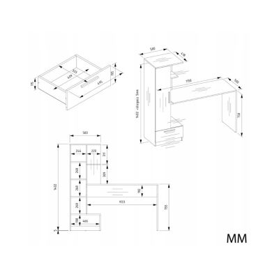 12. Zestaw Biurko + Regał COSMO DĄB ARTISAN