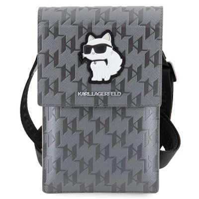2. Torebka Karl Lagerfeld Saffiano Monogram Choupette - srebrna