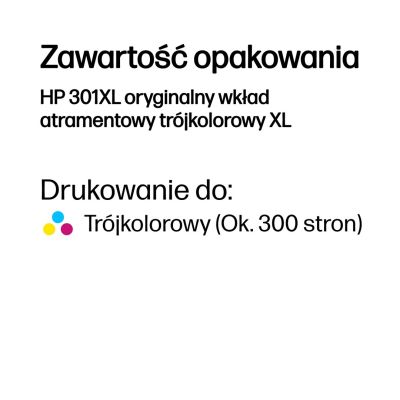 44. Tusz HP kolor HP 301XL, HP301XL=CH564EE, 330 str.,6 ml