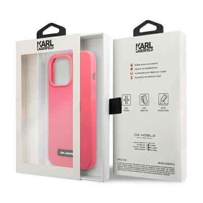 8. Etui Karl Lagerfeld Silicone Plaque na iPhone 13 Pro Max - fuksjowy