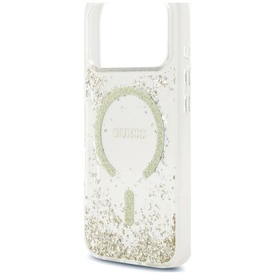 6. Etui Guess Resin Bottom Glitter MagSafe na iPhone 18 Pro / 17 Pro - złote