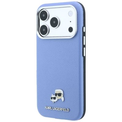 2. Etui Karl Lagerfeld Grained Heads Metal MagSafe na iPhone 18 Pro / 17 Pro - niebieskie