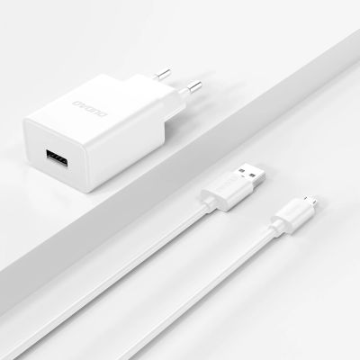 4. Ładowarka sieciowa Dudao A4EU USB-A 2.1A - biała + kabel USB-A - micro USB