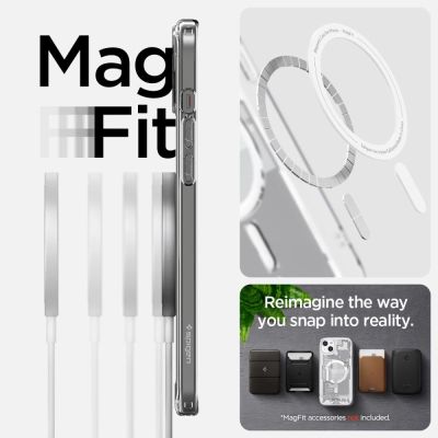 14. Etui Spigen Ultra Hybrid Mag z MagSafe na iPhone 15 Plus - białe (wzór Zero One)
