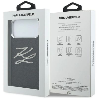8. Etui Karl Lagerfeld IML Glitter KL Diamond Logo na iPhone 17 Pro Max - czarne