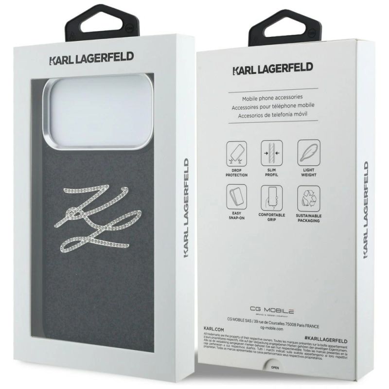 8. Etui Karl Lagerfeld IML Glitter KL Diamond Logo na iPhone 17 Pro Max - czarne
