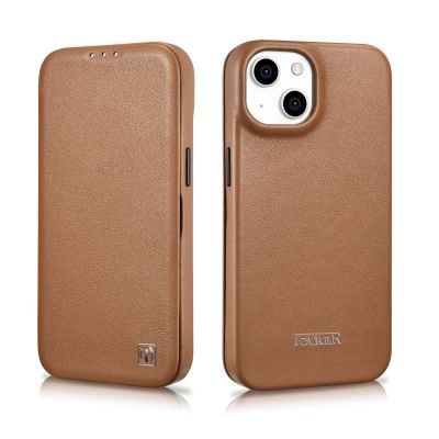 28. iCarer CE Premium Leather Folio Case skórzane etui iPhone 14 Plus z klapką magnetyczne MagSafe brązowy (WMI14220715-BN)