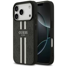 Etui Guess 4G Printed Stripes MagSafe na iPhone 17 Pro - czarne