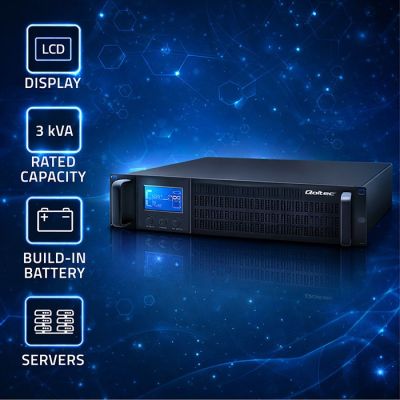 3. Zasilacz awaryjny UPS RACK Qoltec Pure Sine LCD 3000VA 2400W