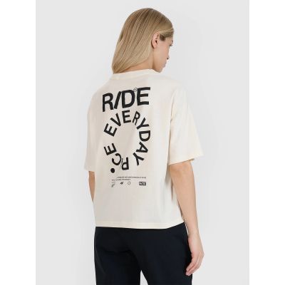 T-shirt oversize z nadrukiem damski 4F 4FWSS25TTSHF1993-11S