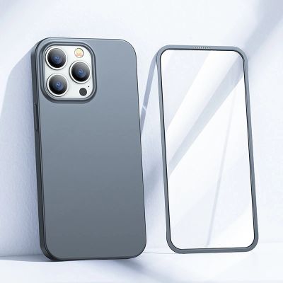 2. Joyroom 360 Full Case etui pokrowiec do iPhone 13 Pro obudowa na tył i przód + szkło hartowane szary (JR-BP935 tranish)